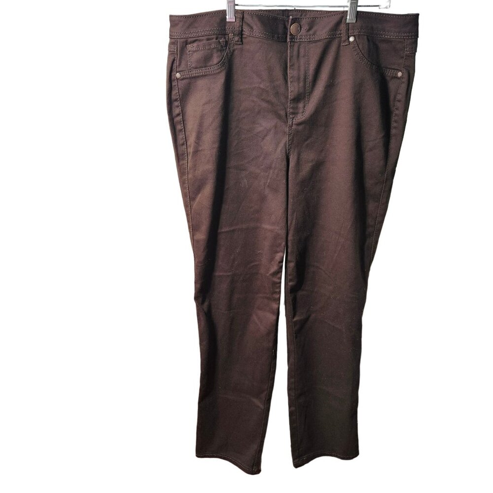 Avenue Denim Straight Leg Pants 18T Tall Womens Brown Cotton & Spandex Blend